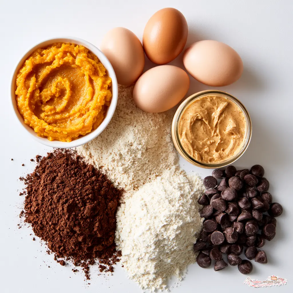 double chocolate pumpkin muffins - main ingredients