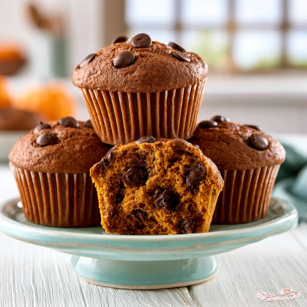 double chocolate pumpkin muffins - final presentation