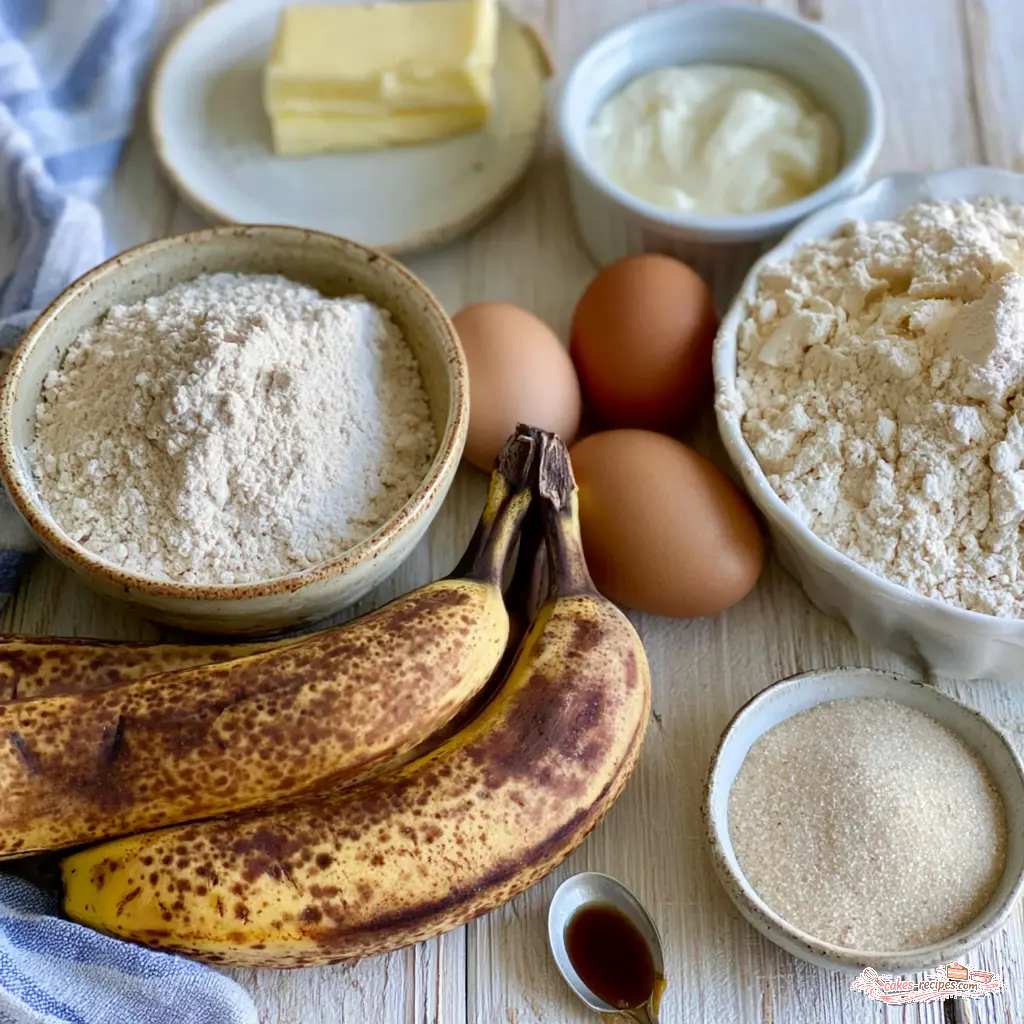 extra moist banana bread - main ingredients