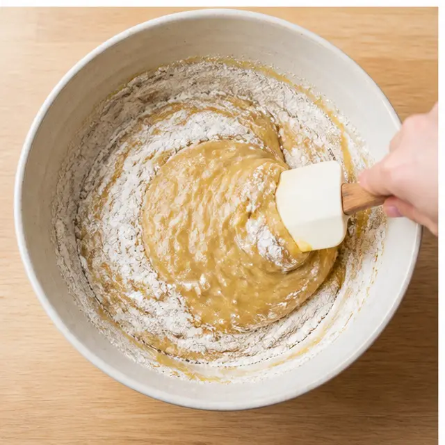 Fold the flour mixture gently with a rubber spatula