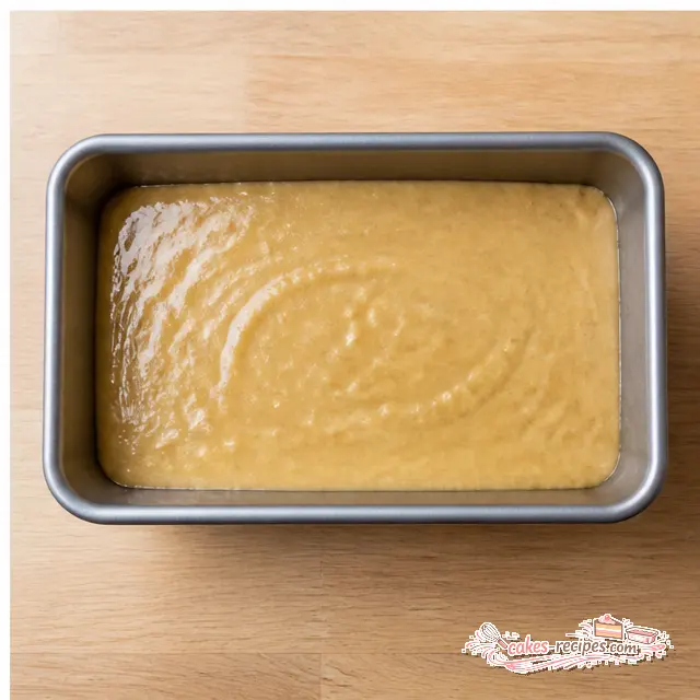 Pour the batter into a loaf pan ready for baking
