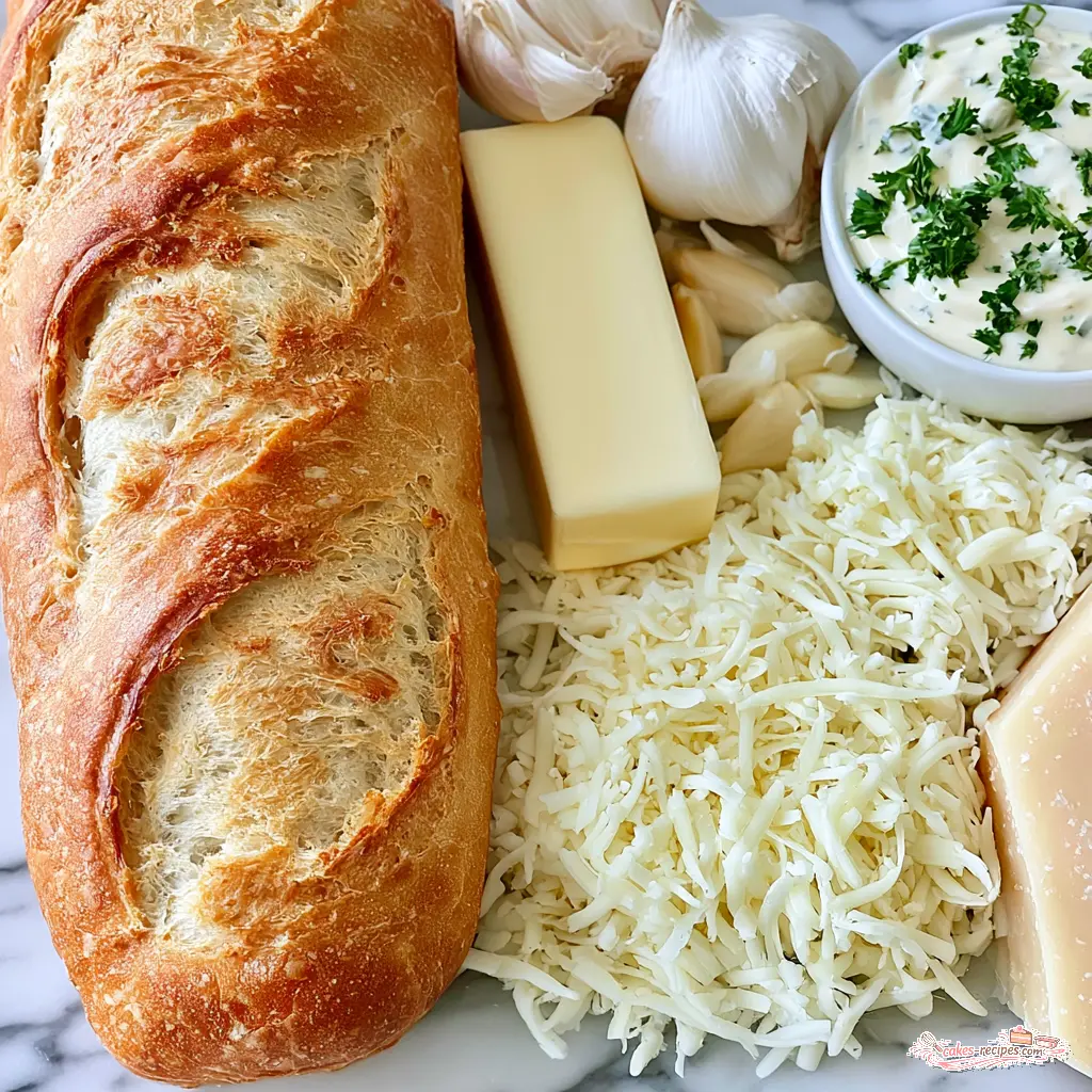 garlic cheese bread - main ingredients