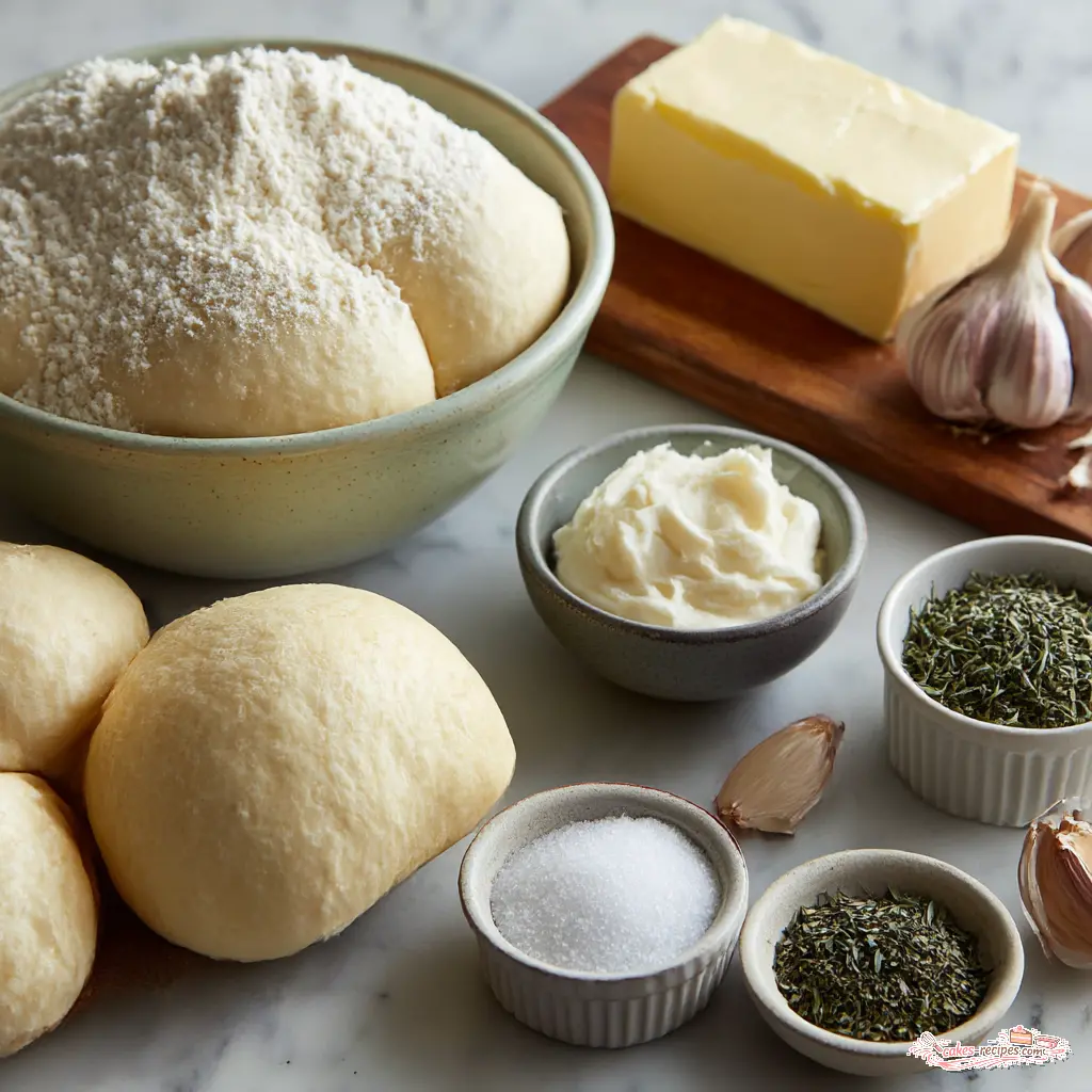 garlic herb bubble bread - main ingredients