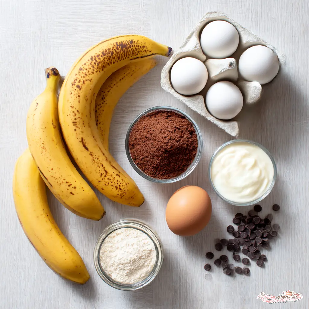 high protein chocolate banana muffins - main ingredients
