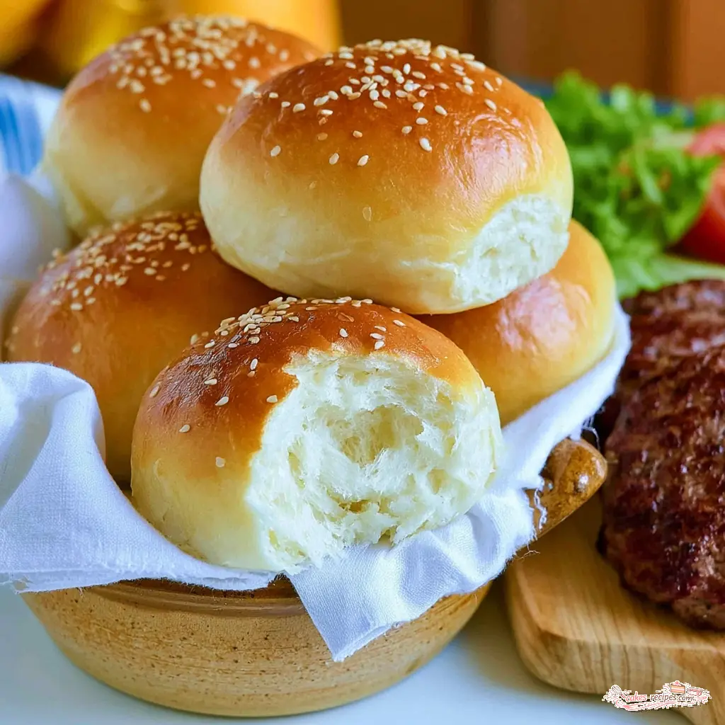 homemade hamburger buns - final presentation