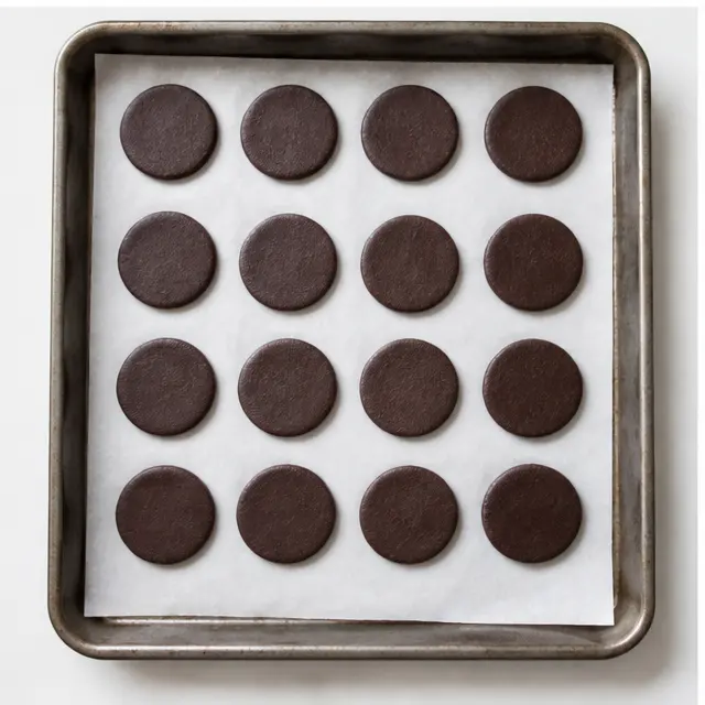 Step 3: cutting round wafer cookies on a baking sheet