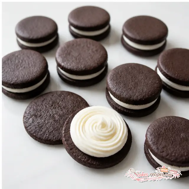 Step 4: piping vanilla cream filling and assembling sandwich cookies