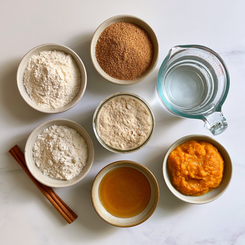 honey pumpkin sourdough bread - main ingredients