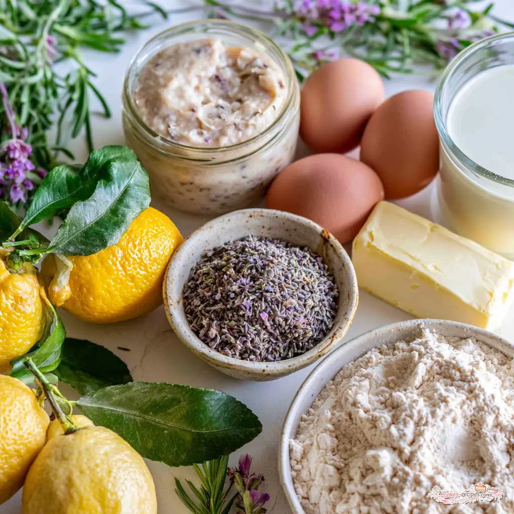 lavender lemon sourdough loaf - main ingredients