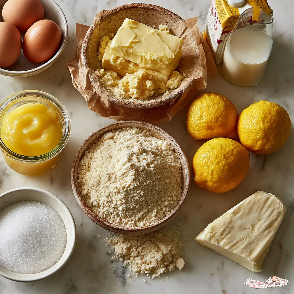 lemon curd almond cake - main ingredients