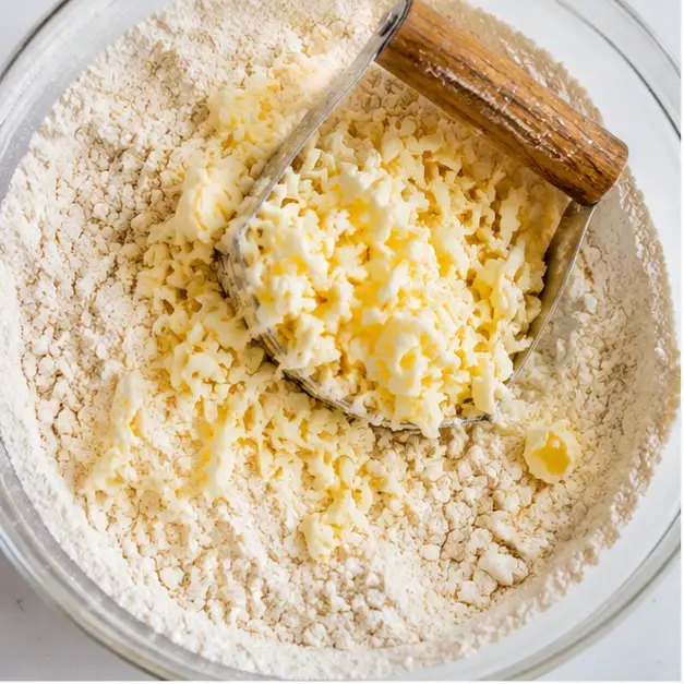Step 1: Grating frozen butter into flour