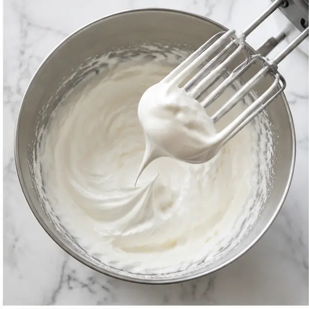 Step 2: Whipping chilled cream to soft, floppy peaks that fold over gently