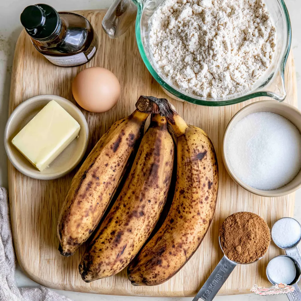 onebowl banana bread - main ingredients