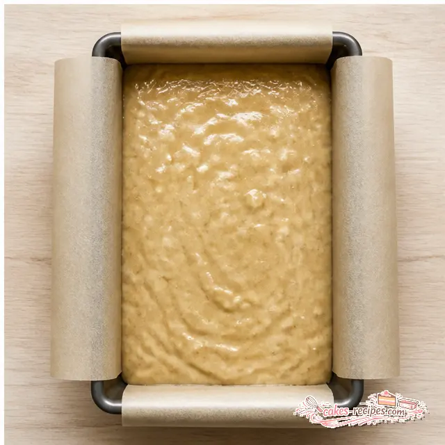 Step 4: pour batter into the parchment-lined pan and bake