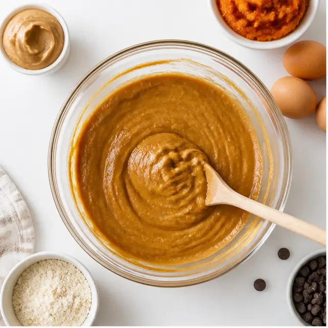 Step 1: Stirring the batter in a large mixing bowl