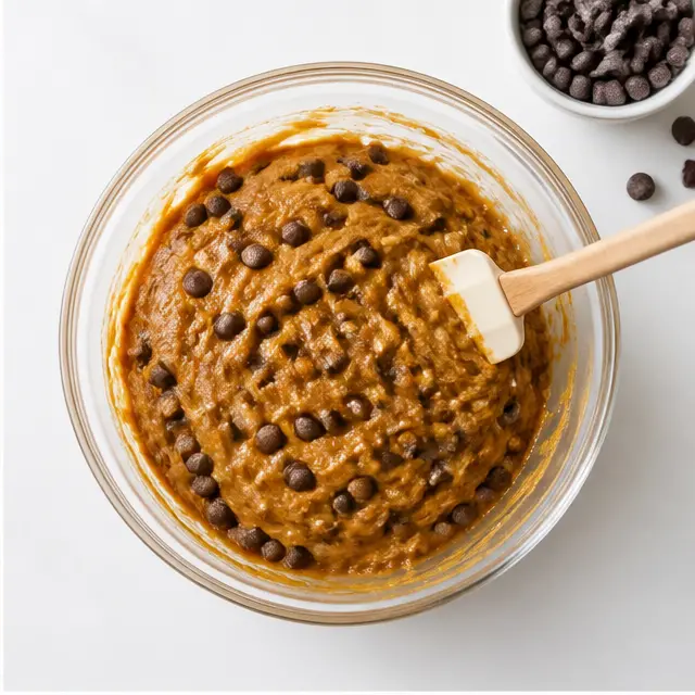 Step 2: Folding chocolate chips into the batter