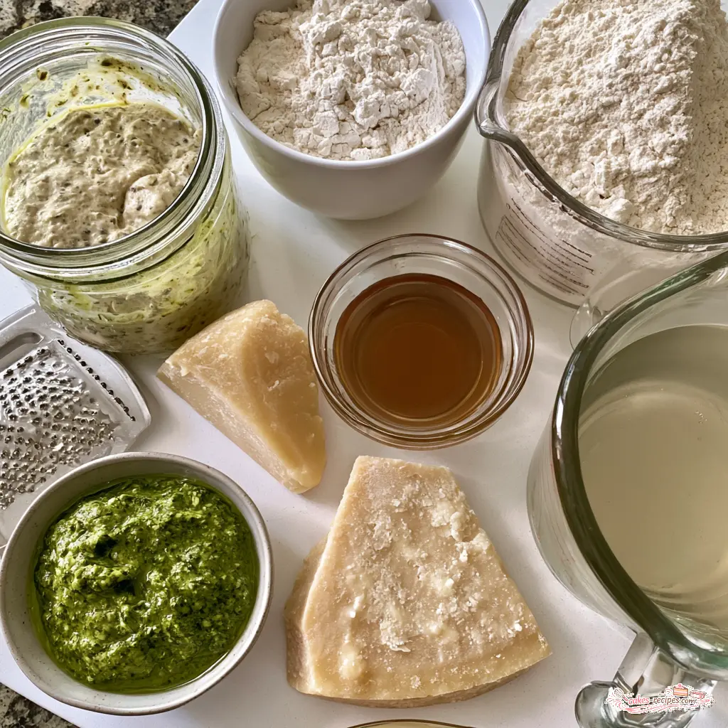 pesto parmesan sourdough - main ingredients