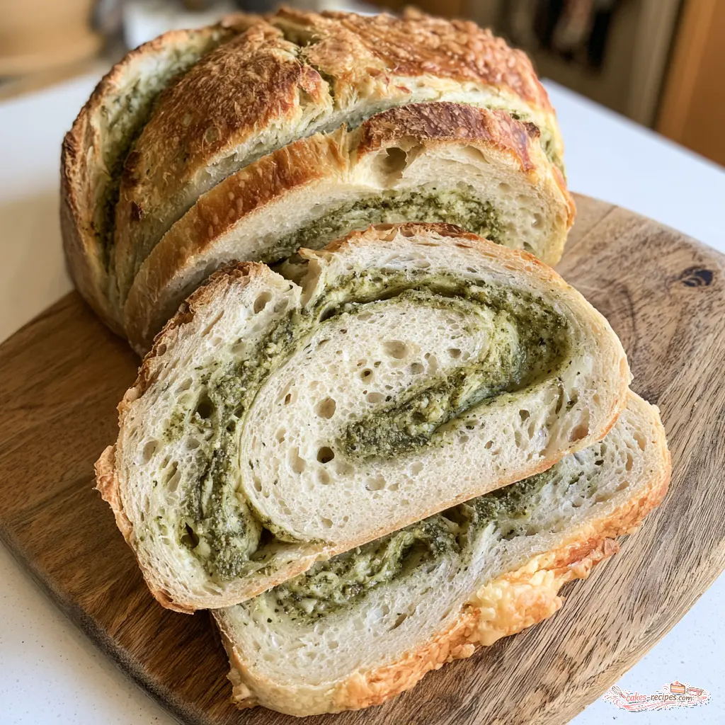pesto parmesan sourdough - final presentation