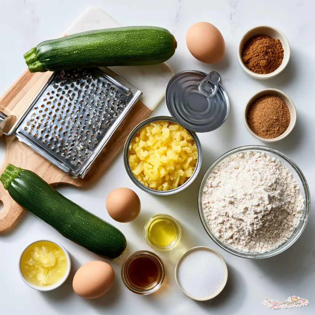 pineapple zucchini bread - main ingredients