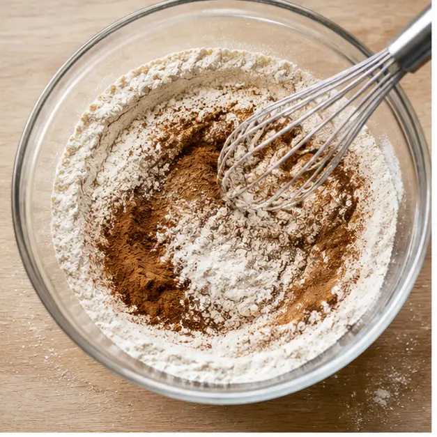 Whisking dry spiced flour mixture