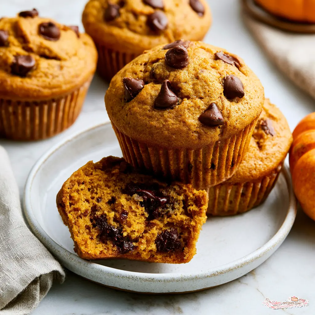 pumpkin chocolate chip muffins - final presentation