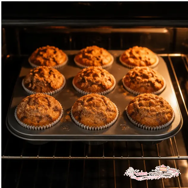 Step 4: Bake the muffins until golden with craggy streusel crowns and domed tops