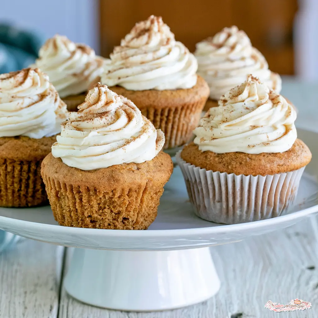 pumpkin muffins with cream cheese frosting - final presentation