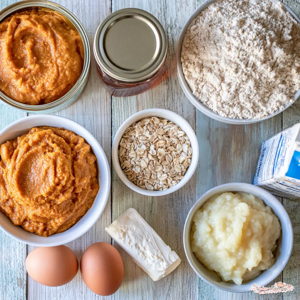 pumpkin muffins with cream cheese frosting - main ingredients