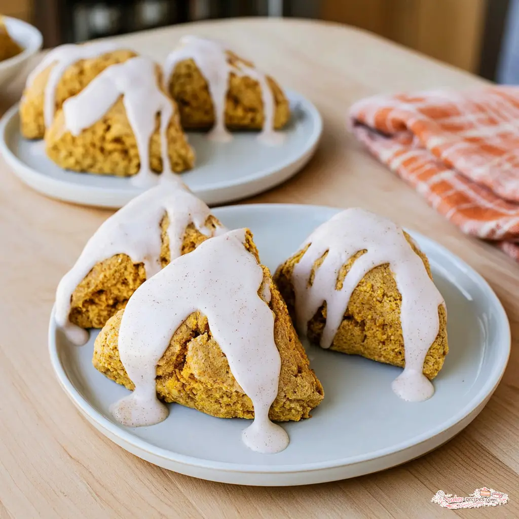 pumpkin scones with cinnamon maple glaze - final presentation