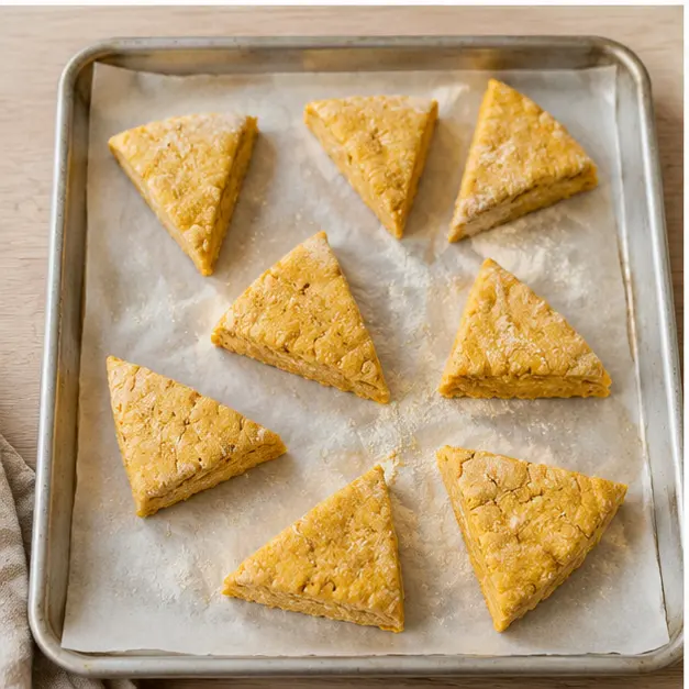Step 3: Arranging unbaked scones on a baking sheet