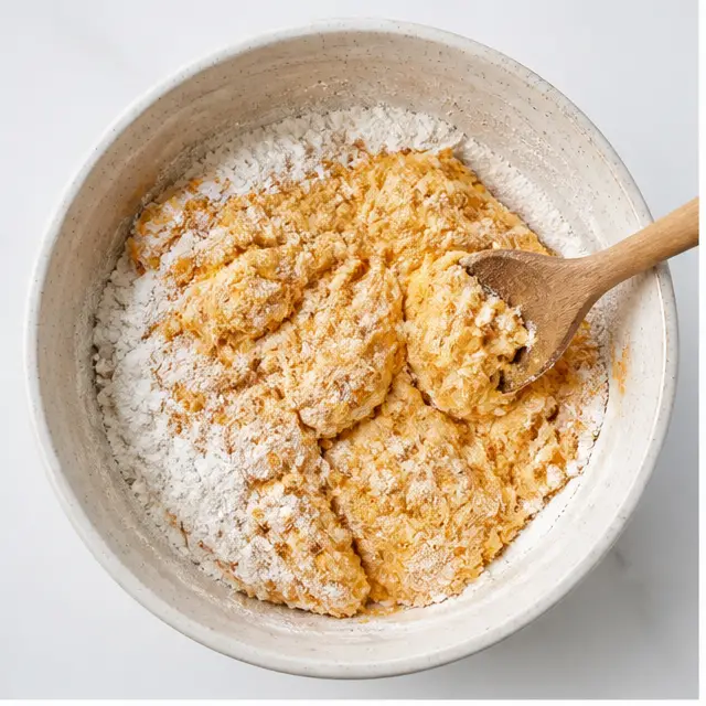 Mixing the shaggy autolyse dough