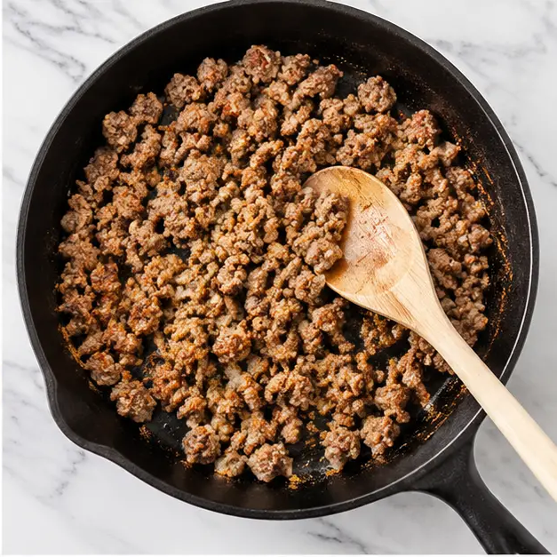 Step 2: Browning the breakfast sausage into small crumbles