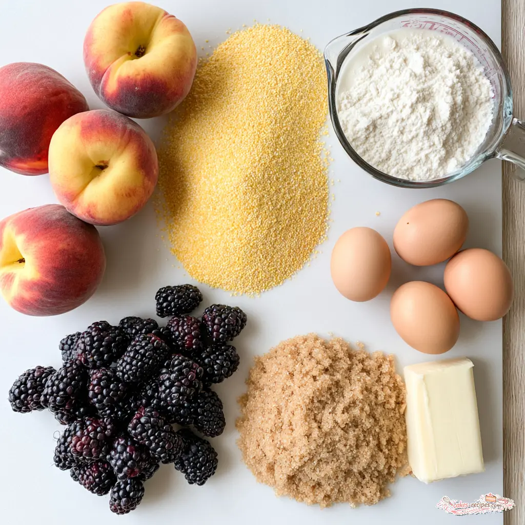 skillet peach cornbread - main ingredients