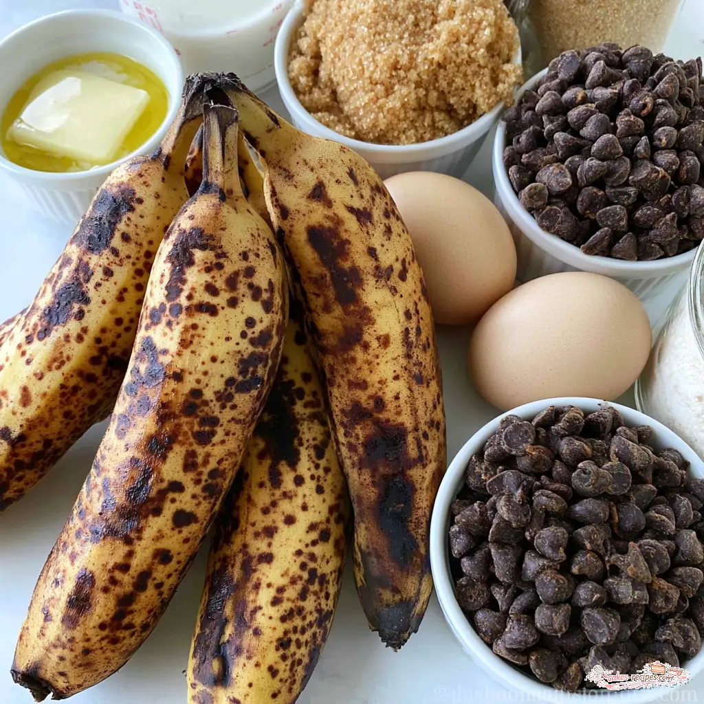 smallbatch chocolate chip banana bread - main ingredients