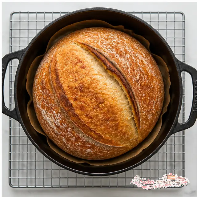 Step 4: Baking the golden loaf in the Dutch oven