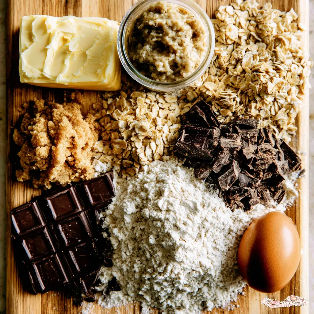 sourdough discard oat skillet cookie - main ingredients