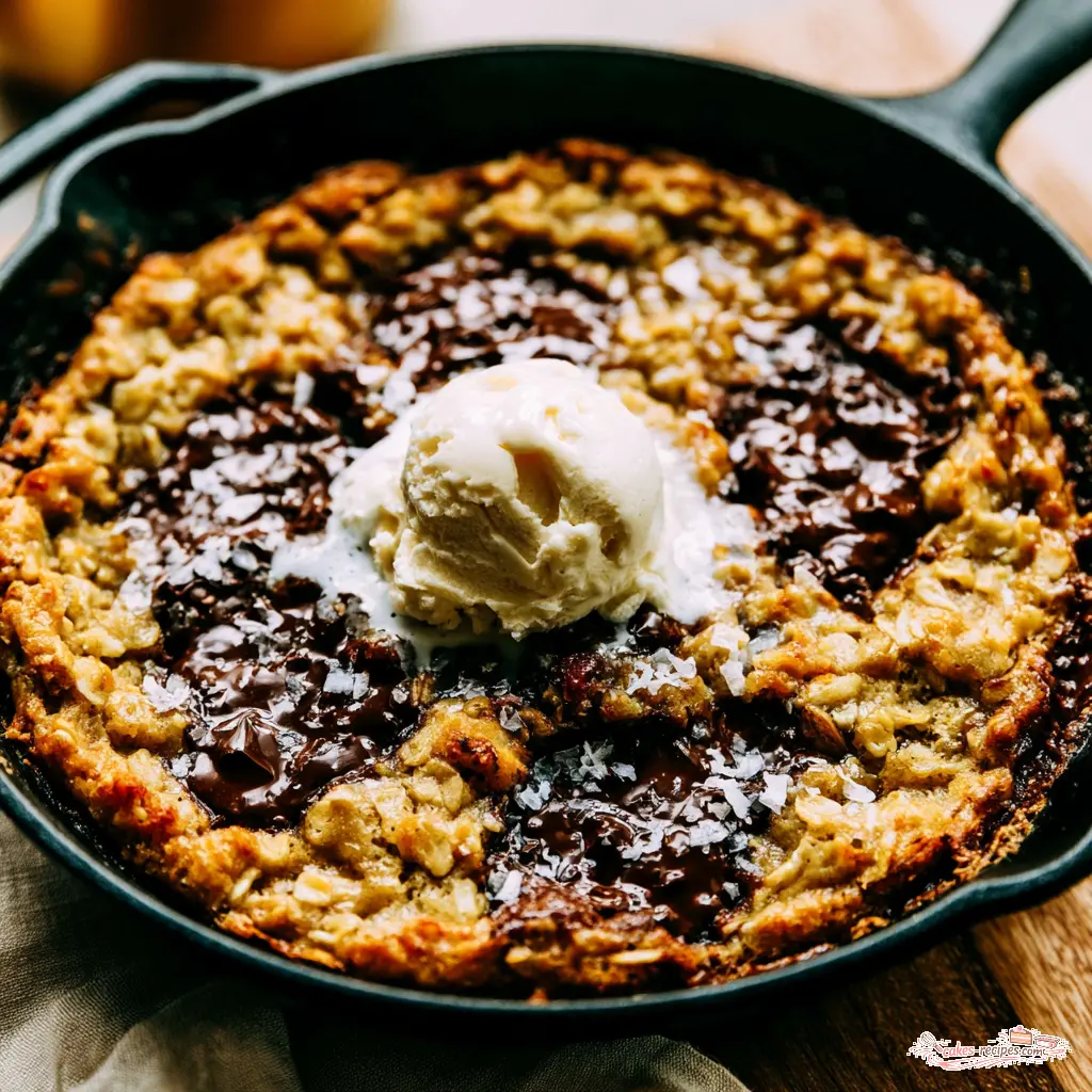 sourdough discard oat skillet cookie - final presentation