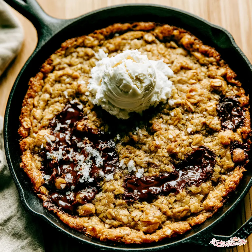 sourdough discard oat skillet cookie