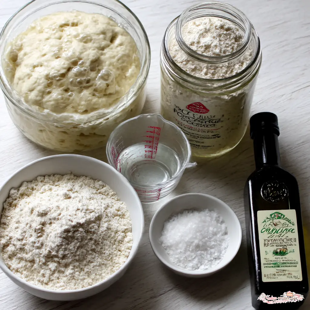sourdough focaccia - main ingredients