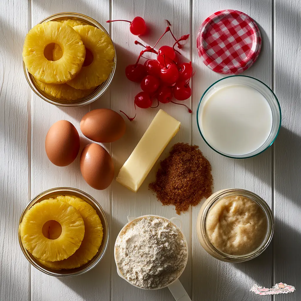 sourdough pineapple upside down cake - main ingredients