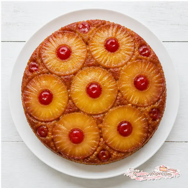 Flipping the finished cake onto a serving plate