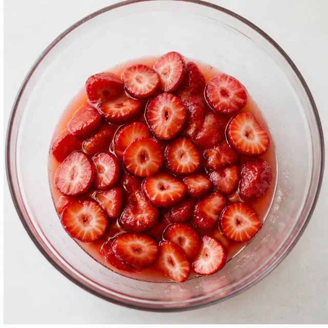 Step 2: Macerate strawberries with lemon and sugar