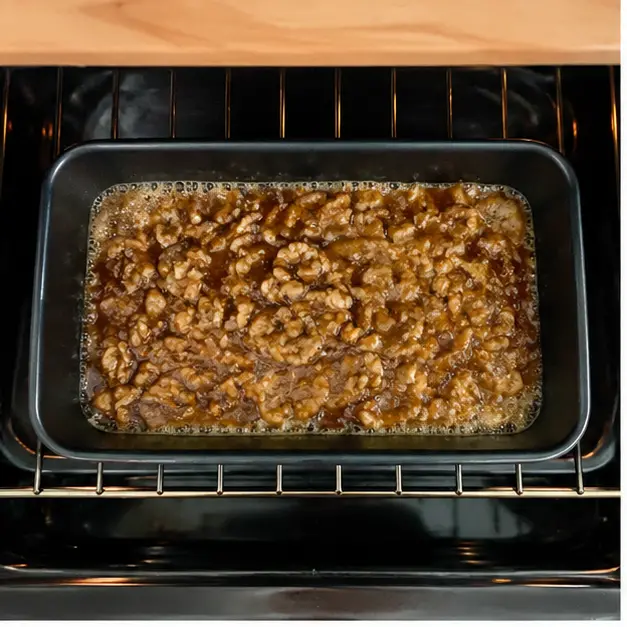 Step 1: Melting butter and brown sugar in the loaf pan