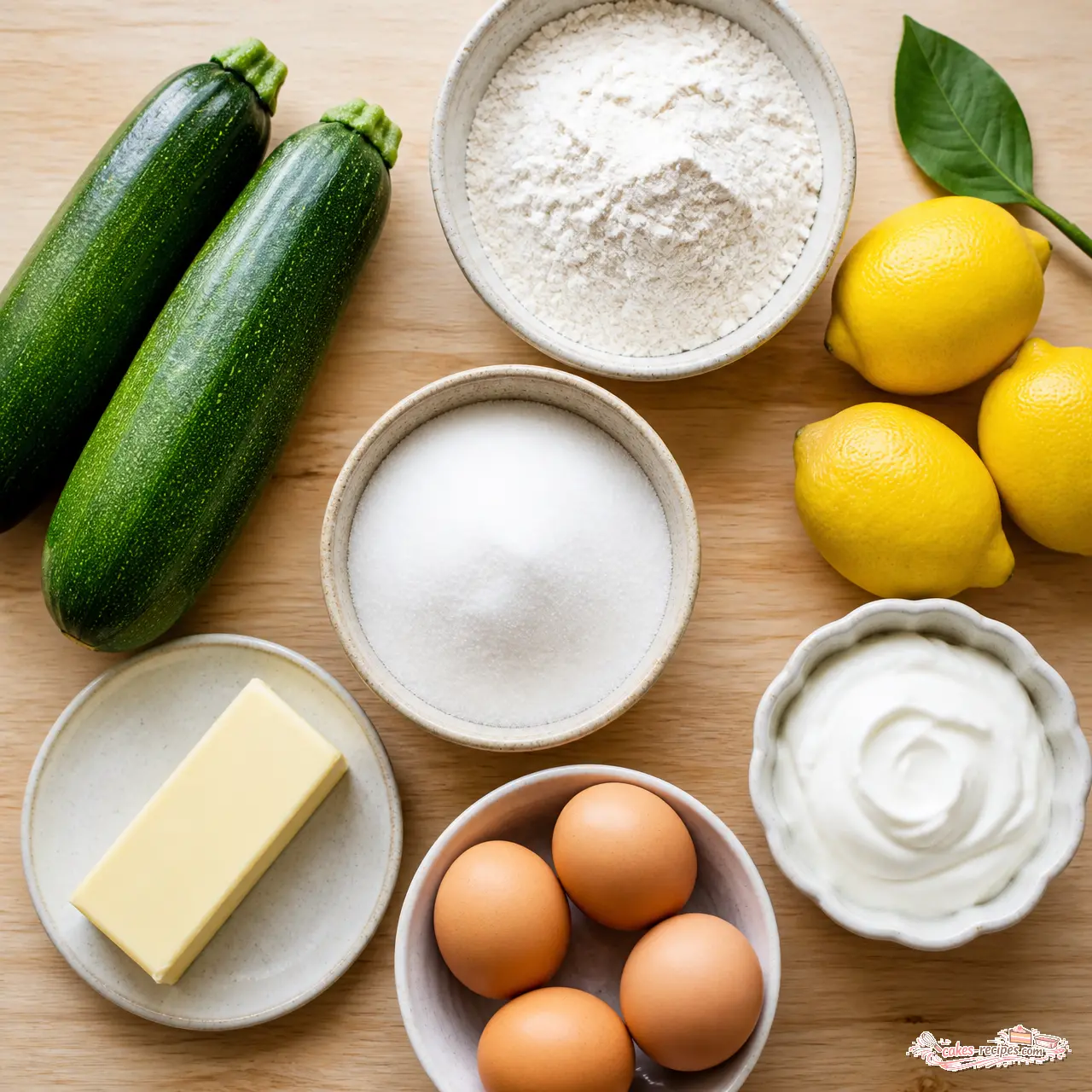 zucchini lemon muffins - main ingredients