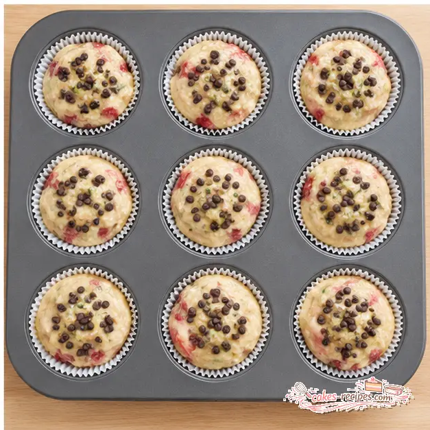 Filling muffin cups to the top and sprinkling extra chocolate chips before baking