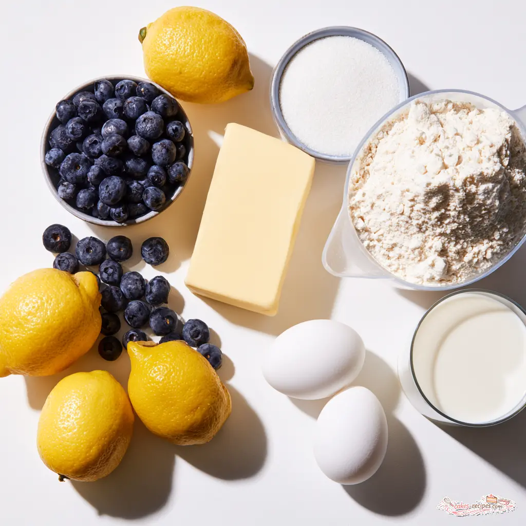 lemon blueberry bread - main ingredients