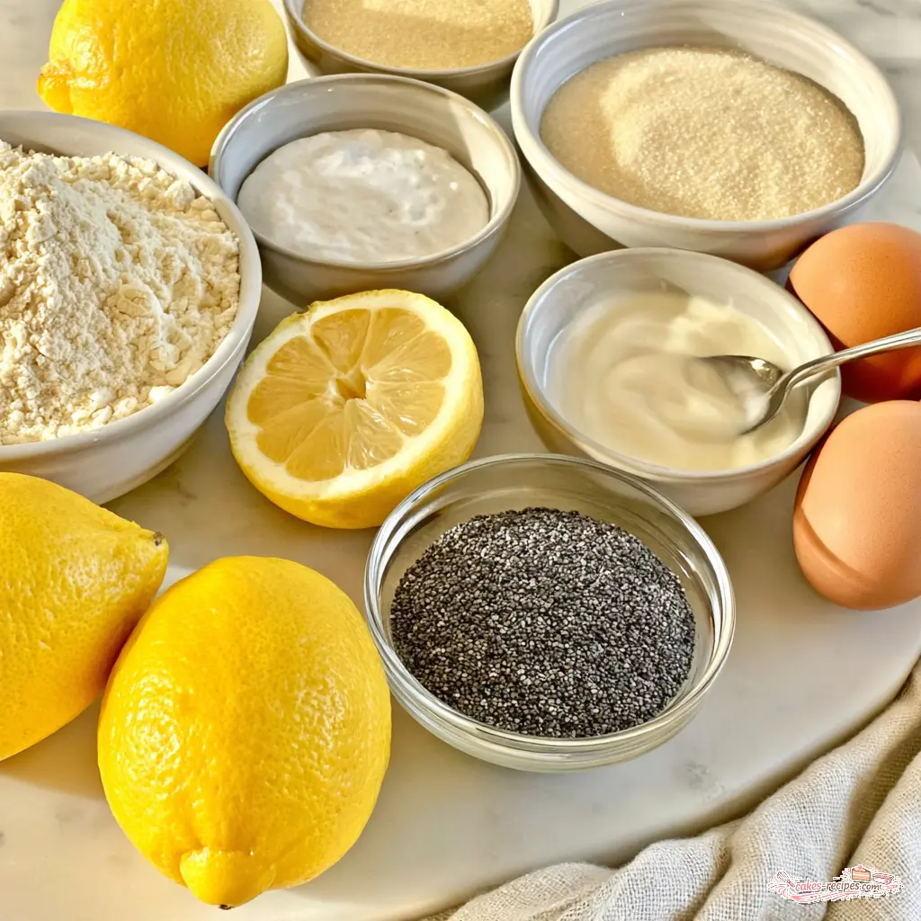 lemon poppy seed cake - main ingredients