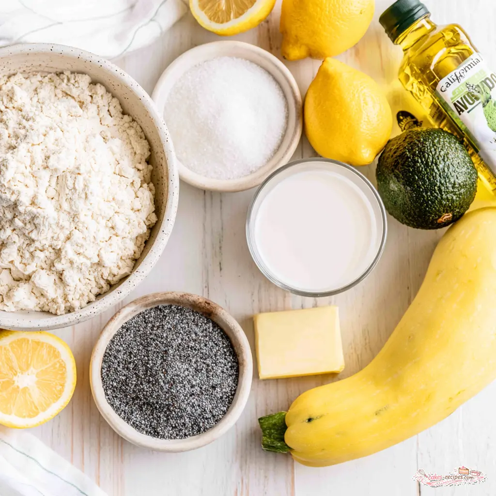 lemon poppy seed muffins - main ingredients
