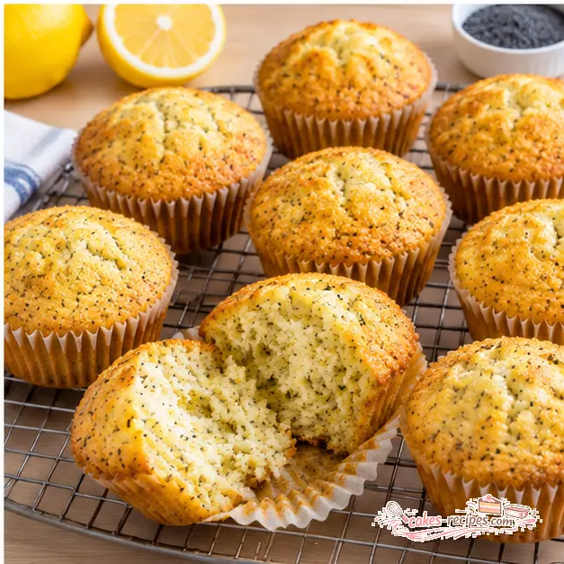 Baking until golden and cooling muffins on a wire rack