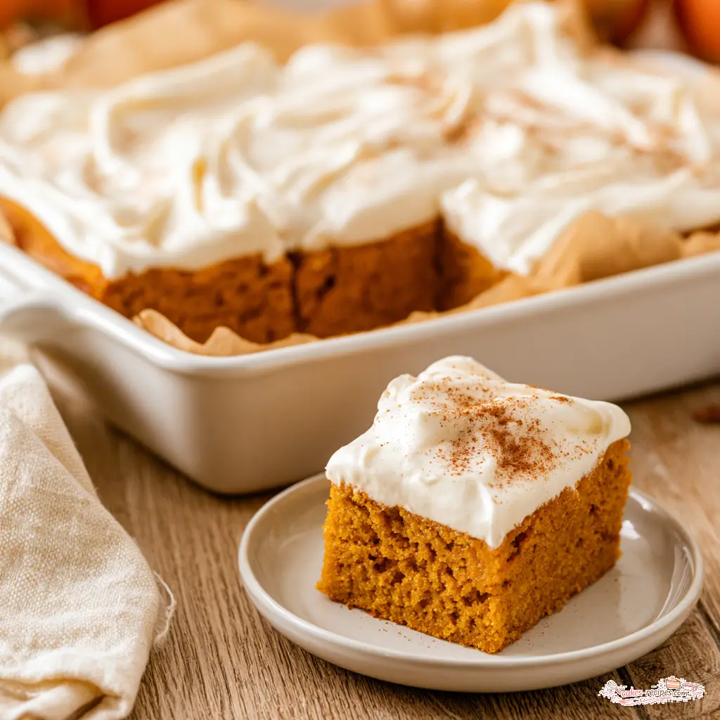 pumpkin bars with cream cheese frosting - final presentation